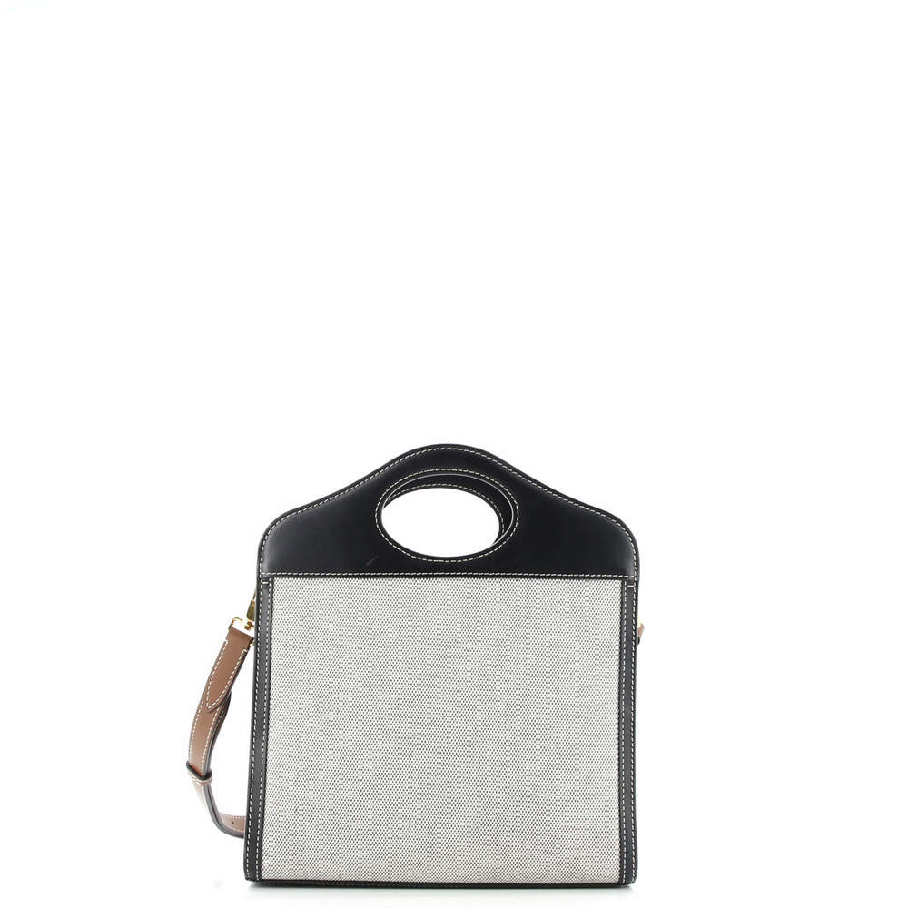 Burberry Mini Logo Pocket Tote Canvas with Leather - Picture 3 of 7